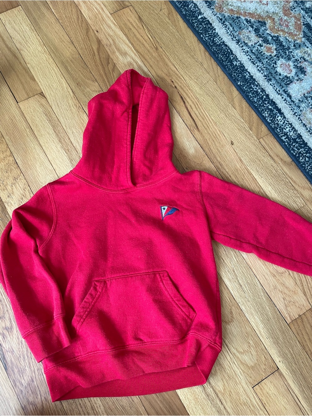 Red Kids Hooded Sweatshirt with Corinthian Yacht Club Flag